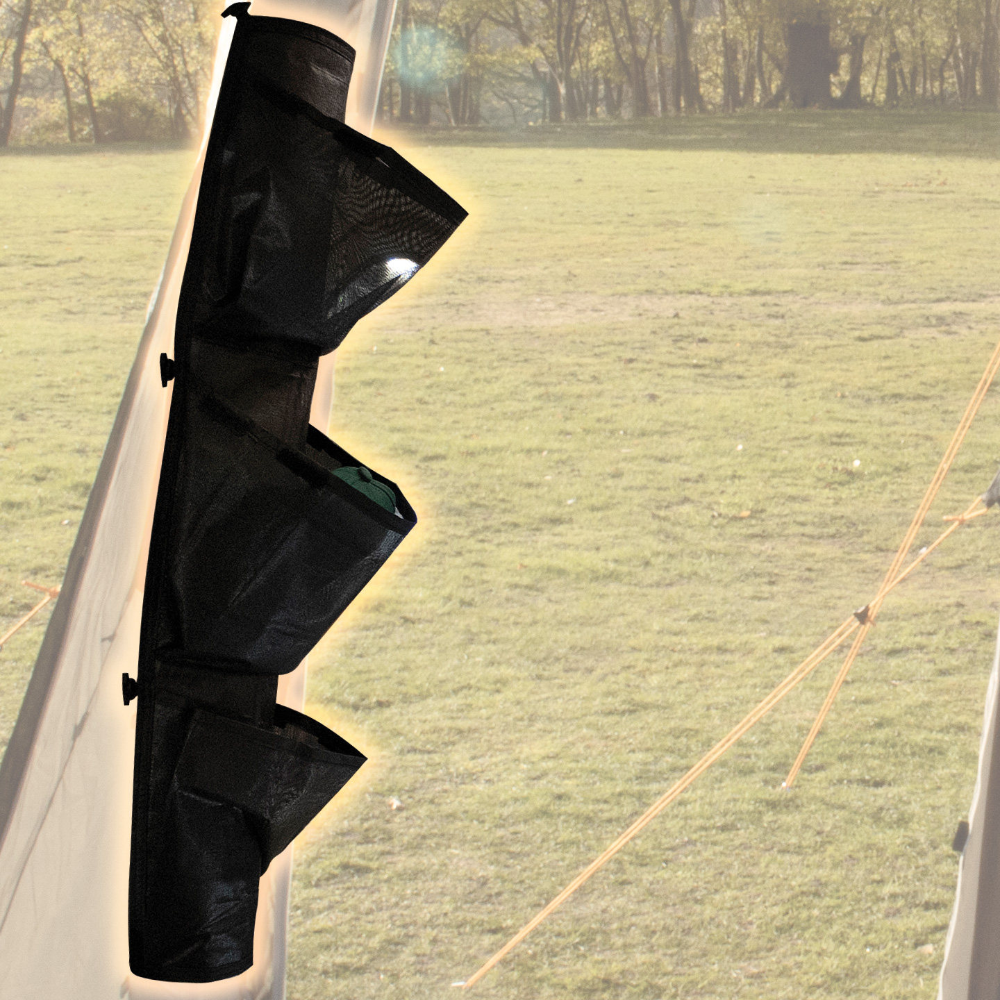 AirTubeStoragePocket Air Tube Storage Pockets attached to the inflated upright of a Smart Tent